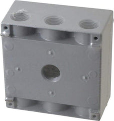 Cooper Crouse-Hinds - 2 Gang, (7) 1/2" Knockouts, Aluminum Rectangle Outlet Box - 4-9/16" Overall Height x 4-5/8" Overall Width x 2-1/16" Overall Depth, Weather Resistant - Strong Tooling