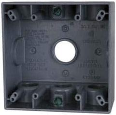 Cooper Crouse-Hinds - 2 Gang, (7) 3/4" Knockouts, Aluminum Rectangle Outlet Box - 4-9/16" Overall Height x 4-5/8" Overall Width x 2-1/16" Overall Depth, Weather Resistant - Strong Tooling