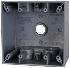 Cooper Crouse-Hinds - 2 Gang, (5) 1/2" Knockouts, Aluminum Square Outlet Box - 4-1/2" Overall Height x 4-1/2" Overall Width x 2-21/32" Overall Depth, Weather Resistant - Strong Tooling