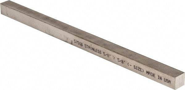 Precision Brand - 12" Long x 5/8" High x 5/8" Wide, Plain Key Stock - Stainless Steel - Strong Tooling