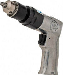 Chicago Pneumatic - 3/8" Keyed Chuck - Pistol Grip Handle, 2,400 RPM, 1.94 LPS, 4.1 CFM, 0.5 hp, 90 psi - Strong Tooling