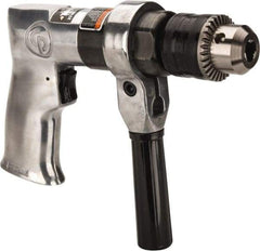 Chicago Pneumatic - 1/2" Keyed Chuck - Pistol Grip Handle, 500 RPM, 1.42 LPS, 3 CFM, 0.5 hp, 90 psi - Strong Tooling