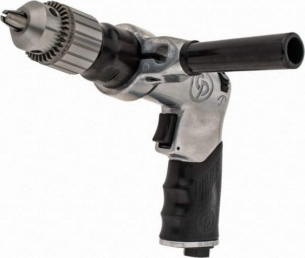 Chicago Pneumatic - 1/2" Reversible Keyed Chuck - Pistol Grip Handle, 500 RPM, 3.54 LPS, 7.5 CFM, 0.5 hp, 90 psi - Strong Tooling