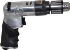 Chicago Pneumatic - 3/8" Reversible Keyed Chuck - Pistol Grip Handle, 4,200 RPM, 3.54 LPS, 7.5 CFM, 0.5 hp, 90 psi - Strong Tooling