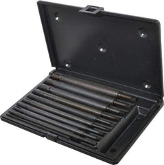 Walton - #0 to 1/2" Tap Extension Set - Alloy Steel, 8" Overall Length, 5/8" Max Outside Diam, 0.219, 0.318, 0.323, 0.367, 0.381, (4) 0.255" Extension Shank Diam, 9 Piece Set - Strong Tooling