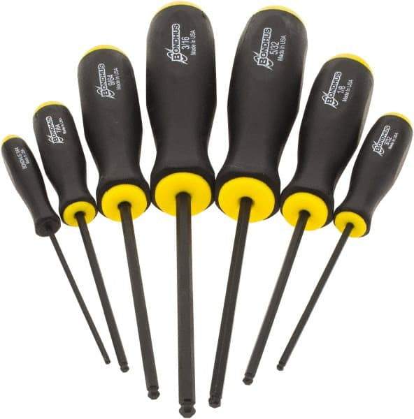 Bondhus - 7 Piece, 5/64 to 3/16" Ball End Hex Driver Set - Comes in Vinyl Pouch - Strong Tooling