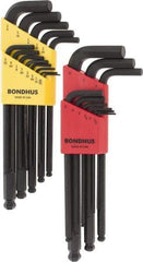 Bondhus - 22 Piece L-Key Ball End Hex Key Set - Hex Range 0.05 to 3/8" - Strong Tooling