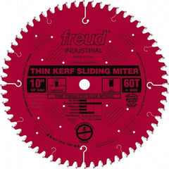 Freud - 10" Diam, 5/8" Arbor Hole Diam, 60 Tooth Wet & Dry Cut Saw Blade - Carbide-Tipped, Standard Round Arbor - Strong Tooling