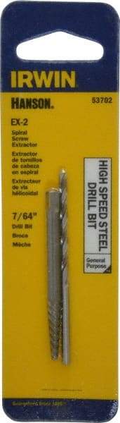 Irwin - 2 Piece Spiral Flute Screw Extractor & Drill Set - Screw Range 5/32 to 7/32" - Strong Tooling