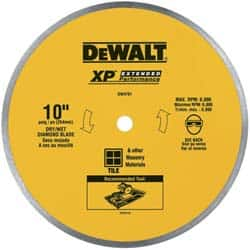 DeWALT - 10" Diam, 5/8" Arbor Hole Diam, Wet & Dry Cut Saw Blade - Diamond-Tipped, Standard Round Arbor - Strong Tooling