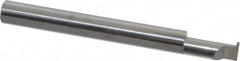 Accupro - 0.0255" Groove Width, 1/4" Min Hole Diam, 1/2" Max Hole Depth, Full Radius Grooving Tool - 0.06" Projection, 2" Shank Length, 2-1/2" OAL, 0.0128" Radius, Solid Carbide, Bright Finish - Exact Industrial Supply