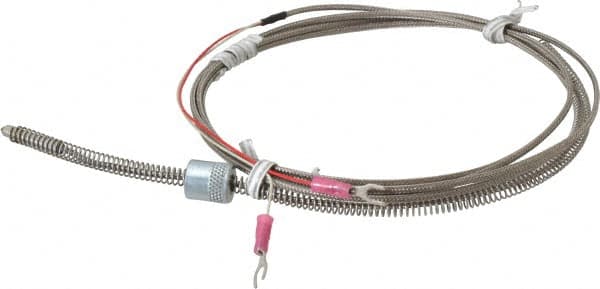 Thermo Electric - 32 to 900°F, J Universal Temp, Thermocouple Probe - 7-1/2 Ft. Cable Length, Stripped Ends with Spade Lugs, 1/4 Inch Probe Sheath Length, 1 Sec Response Time - Strong Tooling