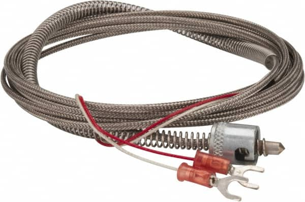 Thermo Electric - 32 to 900°F, J Universal Temp, Thermocouple Probe - 9-1/2 Ft. Cable Length, Stripped Ends with Spade Lugs, 1/4 Inch Probe Sheath Length, 1 Sec Response Time - Strong Tooling