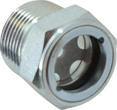 Trico - 1" Sight Diam, 3/4" Thread, 1-1/8" OAL, Viewport Sight Glass & Flow Sight - 1-1/8" Hex Head, With Baffle - Strong Tooling