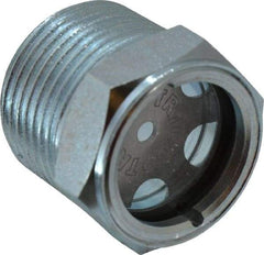 Trico - 2" Sight Diam, 1" Thread, 1-1/4" OAL, Viewport Sight Glass & Flow Sight - 1-5/16" Hex Head, With Baffle - Strong Tooling