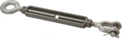 Made in USA - 2,200 Lb Load Limit, 1/2" Thread Diam, 6" Take Up, Stainless Steel Jaw & Eye Turnbuckle - 7-1/2" Body Length, 3/4" Neck Length, 13" Closed Length - Strong Tooling