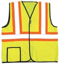 OccuNomix - Size 4XL High Visibility Yellow Solid General Purpose Vest - 56 to 58" Chest, ANSI 107-2015, Hook & Loop Closure, 2 Pockets, Polyester - Strong Tooling