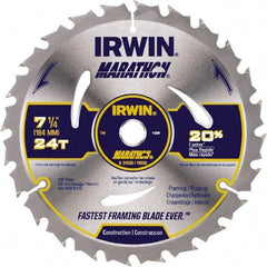 Irwin - 6-1/2" Diam, 5/8" Arbor Hole Diam, 18 Tooth Wet & Dry Cut Saw Blade - Carbide-Tipped, Framing & Ripping Action, Standard Round Arbor - Strong Tooling