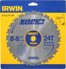 Irwin - 8-1/4" Diam, 5/8" Arbor Hole Diam, 24 Tooth Wet & Dry Cut Saw Blade - Carbide-Tipped, General Purpose Action, Diamond Arbor - Strong Tooling