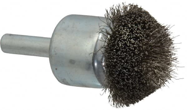 Anderson - 1-1/4" Brush Diam, Crimped, Flared End Brush - 1/4" Diam Shank, 20,000 Max RPM - Strong Tooling