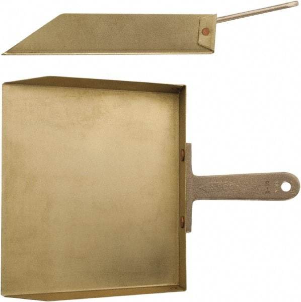 Ampco - 4" Wide x 13" Deep x 1-1/2" High Handheld Dustpan - Aluminum Body, 5" Handle - Strong Tooling