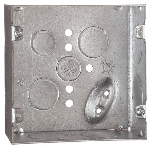 Thomas & Betts - 1 Gang, 1/2, 3/4 Inch Knockout, Nonweather Resistant, Square Outlet Box - 4-11/16 Inch Wide x 2-1/8 Inch Deep x 4-11/16 Inch High, Pre-Galvanized - Strong Tooling