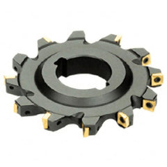 Iscar - Arbor Hole Connection, 0.3937" Cutting Width, 0.9449" Depth of Cut, 100mm Cutter Diam, 1.2598" Hole Diam, 7 Tooth Indexable Slotting Cutter - SDN Toolholder, Q/XOMT Insert - Strong Tooling