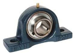 Value Collection - 1-1/2" ID, 3-27/32" OAW x 7-1/4" OAL x 3-27/32" OAH High Temperature Ball Bearing Pillow Block - 4,000 Lb Static Cap, 6,400 Lb Dyn Cap, 5.406" Btw Mnt Hole Ctrs, 1-15/16" Base-to-Ctr Ht, Cast Iron - Strong Tooling