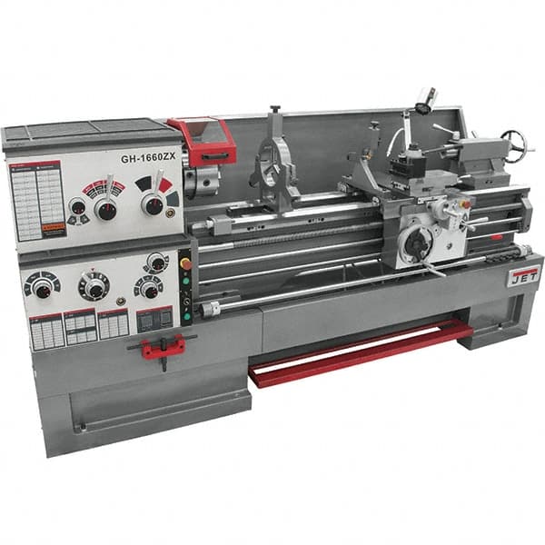 Jet - 16" Swing, 60" Between Centers, 230/460 Volt, Triple Phase Engine Lathe - 7MT Taper, 7-1/2 hp, 25 to 1,800 RPM, 3-1/8" Bore Diam, 40" Deep x 48" High x 116-1/2" Long - Strong Tooling