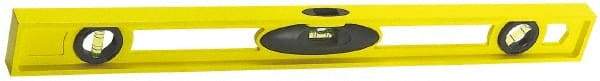 Stanley - 48" Long 3 Vial I-Beam Level - ABS Plastic, Yellow, 1 45°, 1 Level & 1 Plumb Vials - Strong Tooling