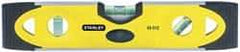 Stanley - Magnetic 9" Long 3 Vial Torpedo Level - Aluminum, Black/Yellow, 1 45°, 1 Level & 1 Plumb Vials - Strong Tooling