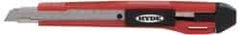 Hyde Tools - Snap Utility Knife - 9mm Blade, Red & Black Polystyrene (High Impact) Handle, 3 Blades Included - Strong Tooling