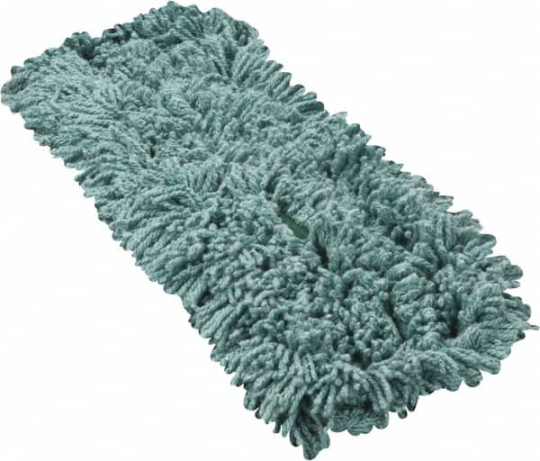 Rubbermaid - 24" Long x 5" Wide Yarn Blend Dust Mop Head - Slip-On/Slip-Through Backing, Green, Twisted Loop Head, Anti-Microbial - Strong Tooling