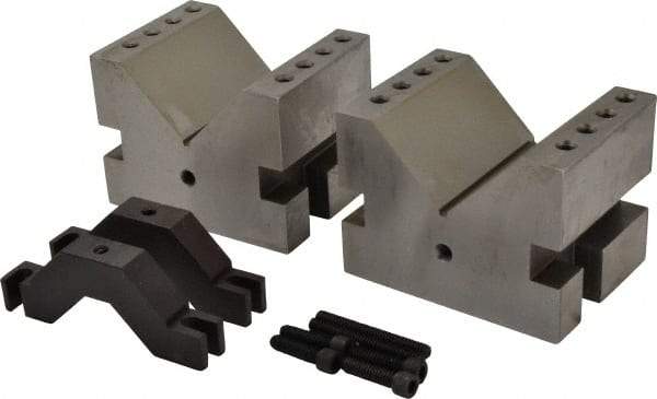 Suburban Tool - 2-1/4" Max Capacity, 90° Angle, Hardened Steel V-Block - 3" Long x 4" Wide x 3" High, Sold as Matched Pair - Strong Tooling