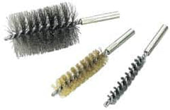 Value Collection - 2-1/2" Diam Helical Steel Tube Brush - Single Spiral, 0.012" Filament Diam, 4" Brush Length, 7" OAL, 1/2-12 Male Shank - Strong Tooling