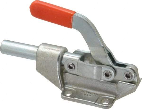 Lapeer - 850 Lb Load Capacity, Flanged Base, Carbon Steel, Standard Straight Line Action Clamp - 4 Mounting Holes, 0.33" Mounting Hole Diam, 5/8" Plunger Diam, Straight Handle - Strong Tooling