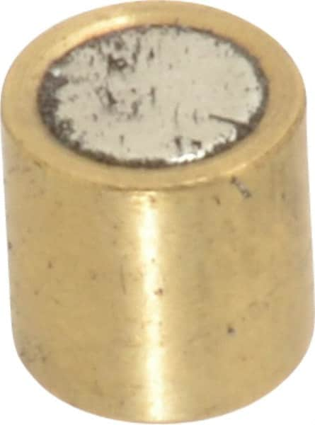 Mag-Mate - 1/4" Diam x 1/4" High, 0.63 Lb Average Pull Force, 1-1/4 Lb Max Pull Force, Neodymium Rare Earth Shielded Magnet - Brass Shield, 0.032" Shielding Wall Thickness - Strong Tooling