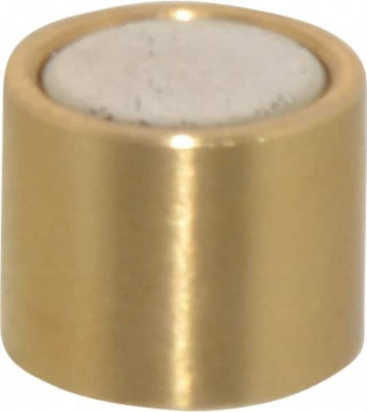 Mag-Mate - 5/16" Diam x 1/4" High, 1 Lb Average Pull Force, 2 Lb Max Pull Force, Neodymium Rare Earth Shielded Magnet - Brass Shield, 0.032" Shielding Wall Thickness - Strong Tooling