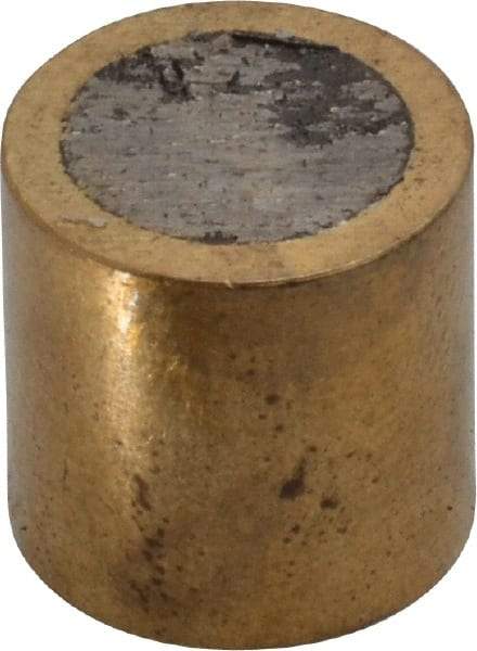 Mag-Mate - 1/2" Diam x 1/2" High, 3-1/2 Lb Average Pull Force, 7 Lb Max Pull Force, Neodymium Rare Earth Shielded Magnet - Brass Shield, 0.062" Shielding Wall Thickness - Strong Tooling