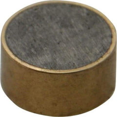 Mag-Mate - 3/4" Diam x 3/8" High, 6-1/2 Lb Average Pull Force, 13 Lb Max Pull Force, Neodymium Rare Earth Shielded Magnet - Brass Shield, 0.062" Shielding Wall Thickness - Strong Tooling