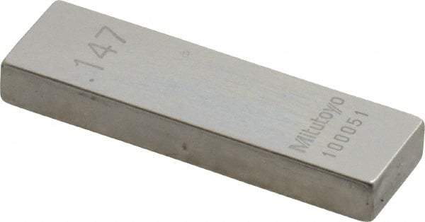 Mitutoyo - 0.147" Rectangular Steel Gage Block - Accuracy Grade AS-1, Includes Certificate of Inspection - Strong Tooling