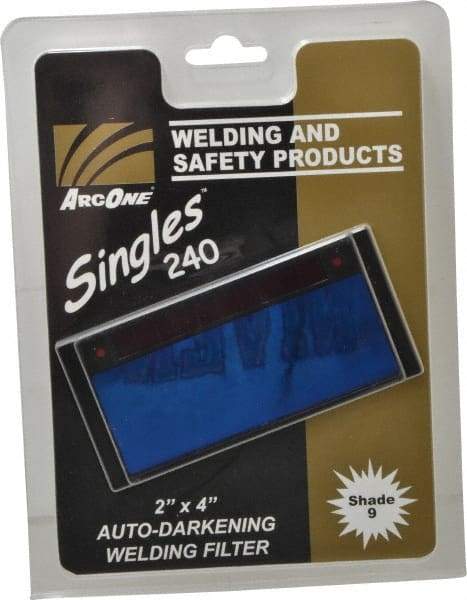 ArcOne - 4-1/4" Wide x 2" High, Lens Shade 9, Auto-Darkening Lens - 0.2" Thick, Green, Horizontal Mount - Strong Tooling