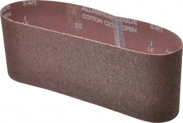 Norton - 4" Wide x 24" OAL, 50 Grit, Aluminum Oxide Abrasive Belt - Aluminum Oxide, Coarse, Coated, X Weighted Cloth Backing, Series R228 - Strong Tooling