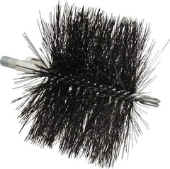 Schaefer Brush - 4-1/2" Brush Length, 6-1/2" Diam, Double Stem, Double Spiral Tube Brush - 7-1/2" Long, Tempered Steel Wire, 1/4" NPT Male Connection - Strong Tooling