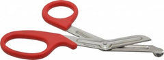 Clauss - 2-1/2" LOC, 7-1/4" OAL Stainless Steel High Leverage Shears - Ambidextrous, Serrated, Plastic Offset Handle, For General Purpose Use - Strong Tooling