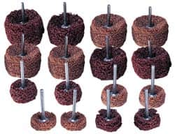 Superior Abrasives - 1 & (2) 1-1/2" Diam Scrubber Buffing Wheel Set - Shank Included - Strong Tooling