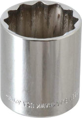 Blackhawk by Proto - 1/2" Drive, Standard Hand Socket - 12 Points, 1-13/16" OAL, Chrome Finish - Strong Tooling