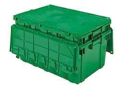 Akro-Mils - 100 Lb Load Capacity Green Polyethylene Attached-Lid Container - Stacking, Nesting, 27.1" Long x 16.9" Wide x 12-1/2" High, Lid Included - Strong Tooling