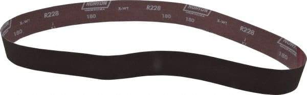Norton - 2" Wide x 48" OAL, 180 Grit, Aluminum Oxide Abrasive Belt - Aluminum Oxide, Very Fine, Coated, X Weighted Cloth Backing, Series R228 - Strong Tooling