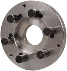 Buck Chuck Company - Adapter Back Plate for 8" Diam Self Centering Lathe Chucks - D1-6 Mount, 2.39" Through Hole Diam, 6.283mm ID, 7.87" OD, 0.985" Flange Height, Steel - Strong Tooling